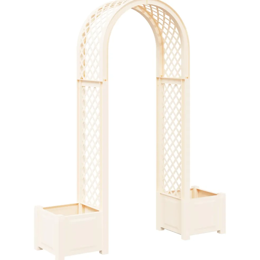 vidaXL Rozenboog met planter Wit 168,5 x 43 x 207 cm PP