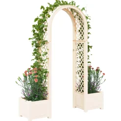 vidaXL Rozenboog met planter Wit 168,5 x 43 x 207 cm PP