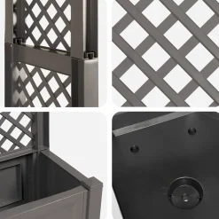vidaXL Rozenboog met planter Grijs 168,5 x 43 x 207 cm PP