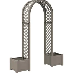 vidaXL Rozenboog met planter Grijs 168,5 x 43 x 207 cm PP