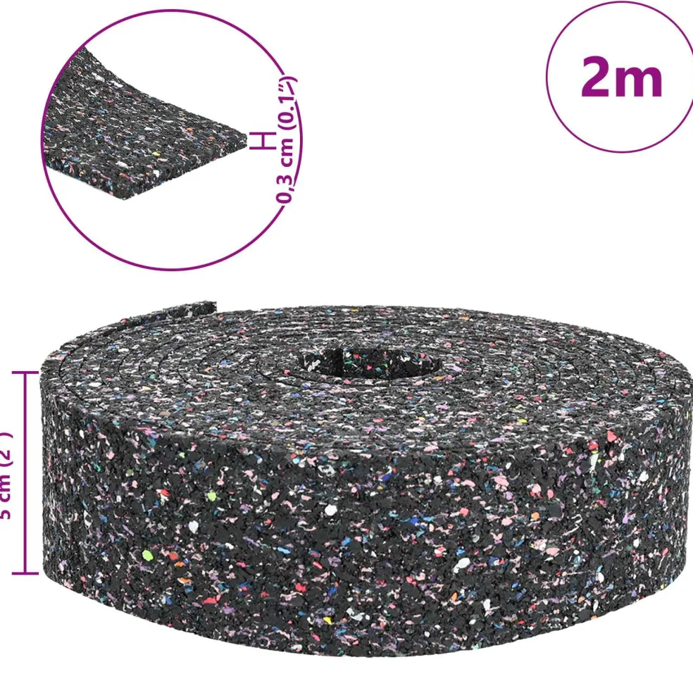 vidaXL Rubbergranulaatrol Zwart 200 x 5 x 0,3 cm Rubber