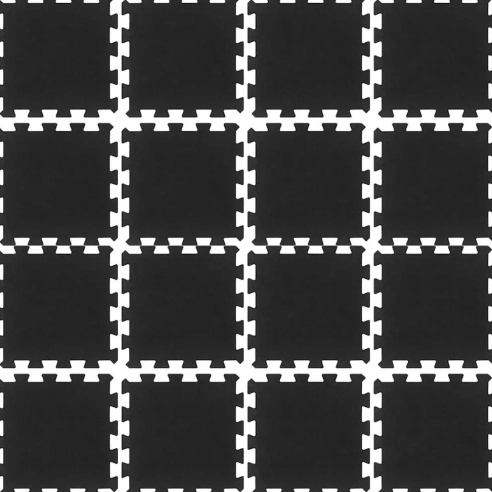vidaXL Rubbertegels 16 st 16 mm 30x30 cm zwart