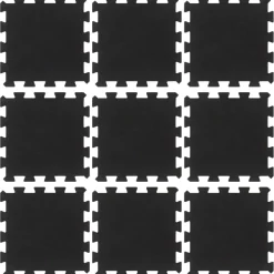 vidaXL Rubbertegels 9 st 16 mm 30x30 cm zwart