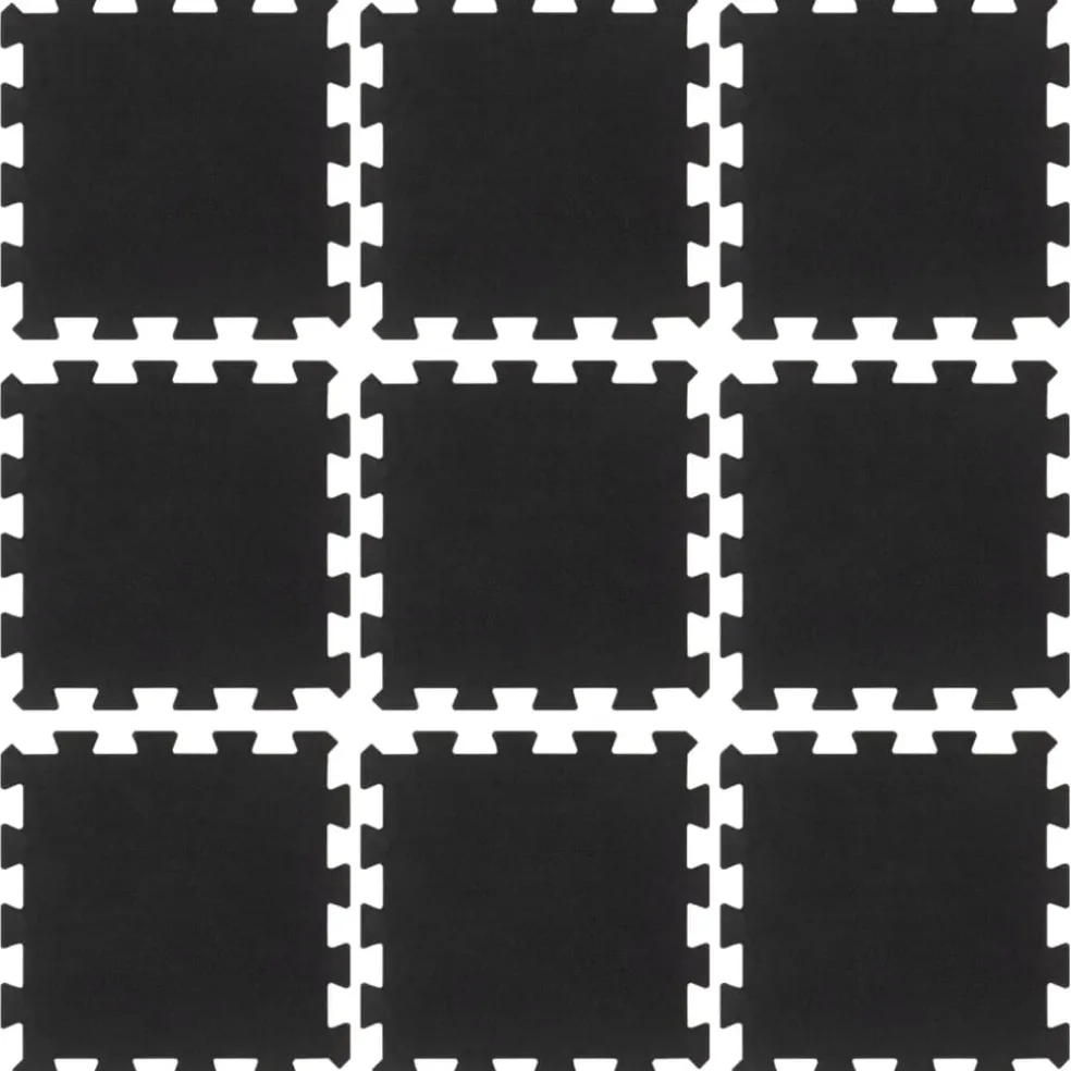 vidaXL Rubbertegels 9 st 16 mm 30x30 cm zwart