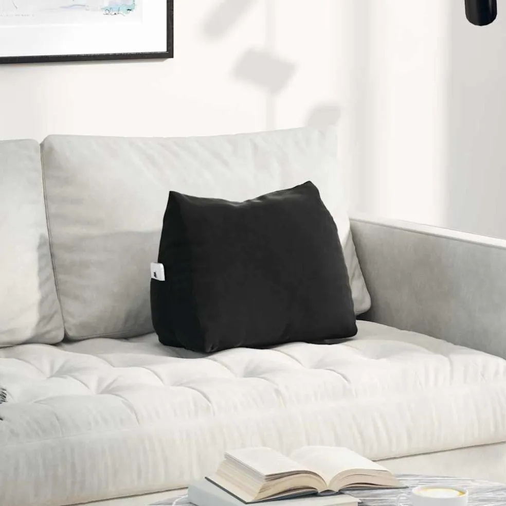 vidaXL Rugkussen Zwart 45 x 20 x 35 cm Cordstof