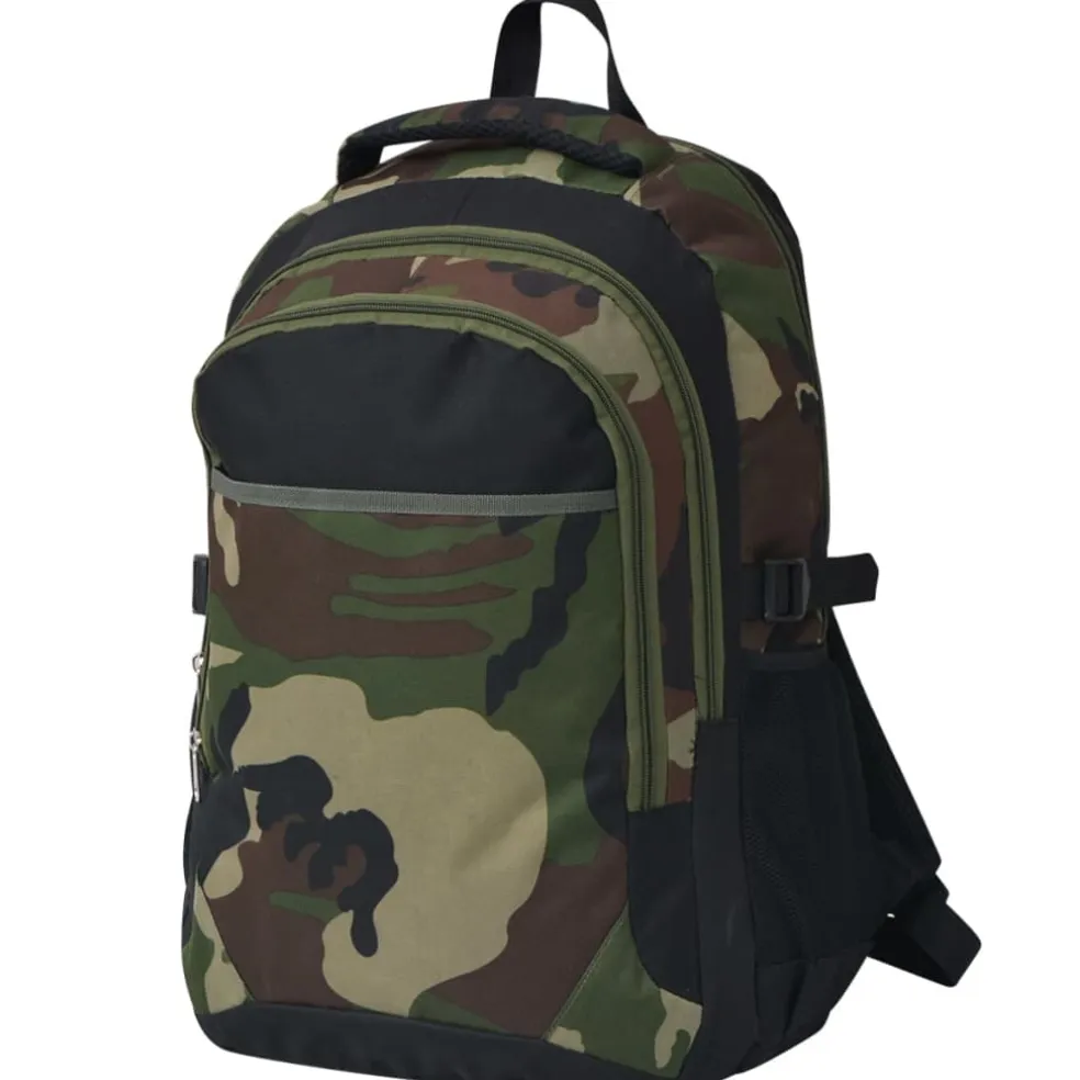 vidaXL Rugzak voor school 40 L zwart en camouflage