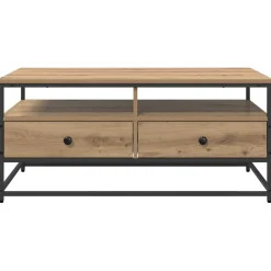 vidaXL Salontafel Artisanaal eiken 100 x 51 x 45 cm Bewerkt hout