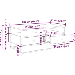 vidaXL Salontafel Artisanaal eiken 100 x 51 x 45 cm Bewerkt hout