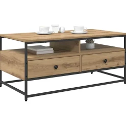 vidaXL Salontafel Artisanaal eiken 100 x 51 x 45 cm Bewerkt hout