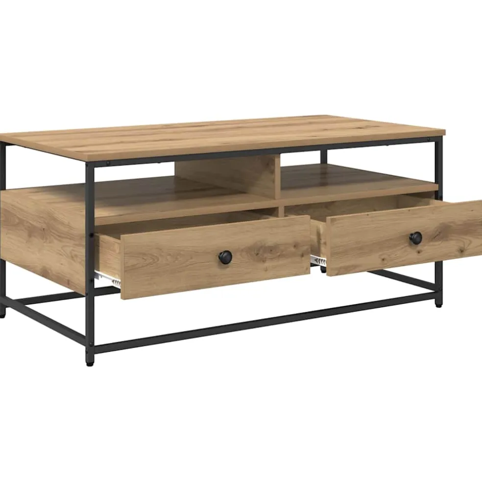 vidaXL Salontafel Artisanaal eiken 100 x 51 x 45 cm Bewerkt hout