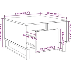 vidaXL Salontafel Artisan Eiken 55 x 55 x 36,5 cm Bewerkt hout