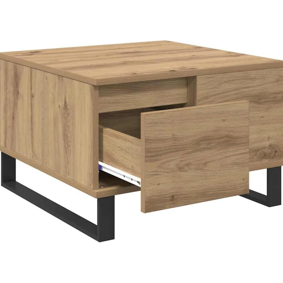 vidaXL Salontafel Artisan Eiken 55 x 55 x 36,5 cm Bewerkt hout