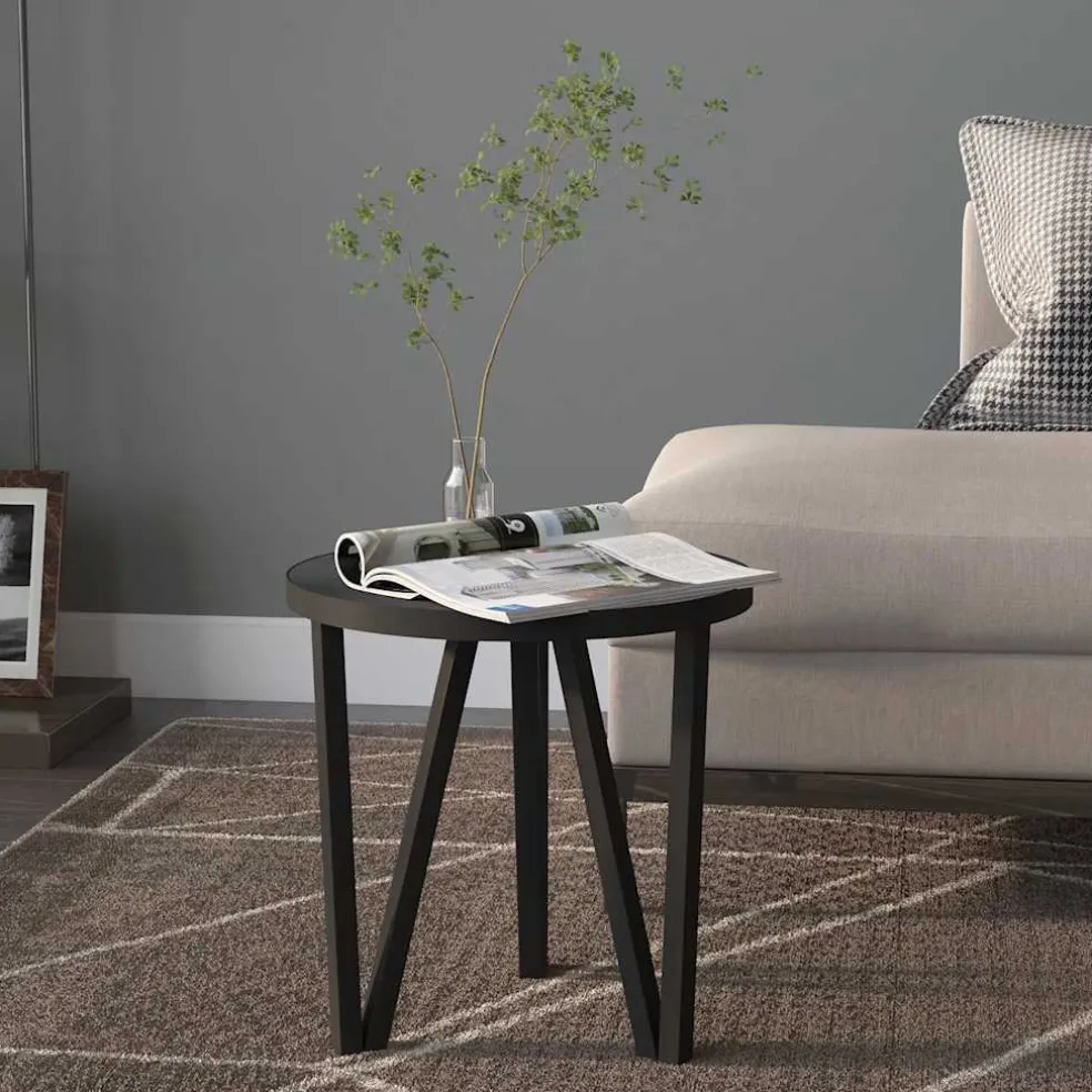 vidaXL Salontafel Ø35 cm MDF zwart