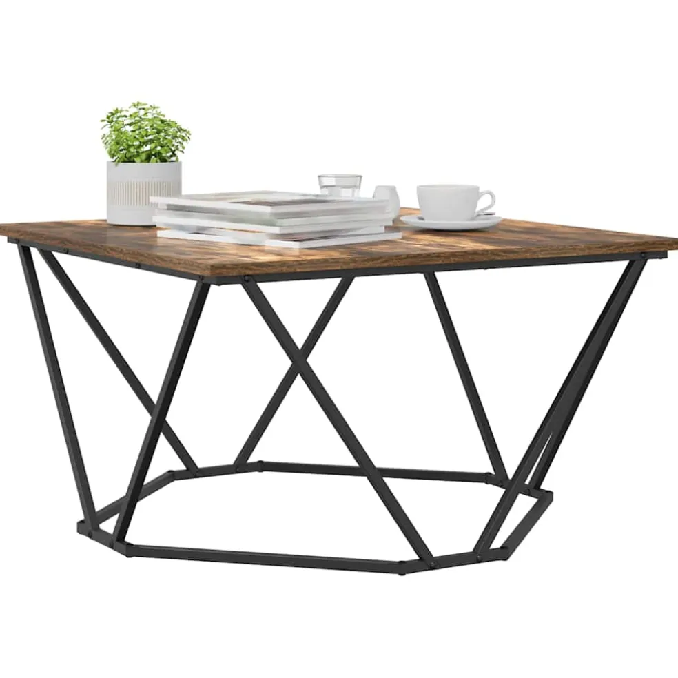 vidaXL Salontafel Gerookt eiken 80 x 80 x 45 cm