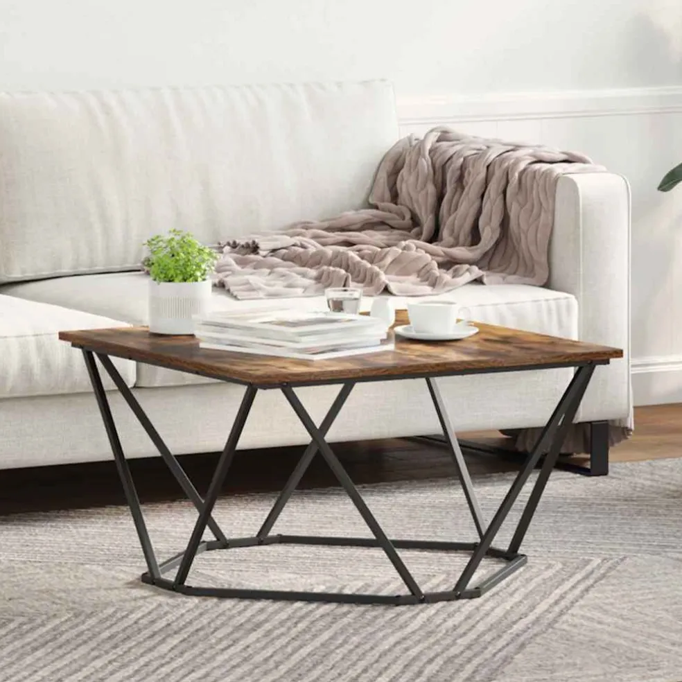 vidaXL Salontafel Gerookt eiken 80 x 80 x 45 cm
