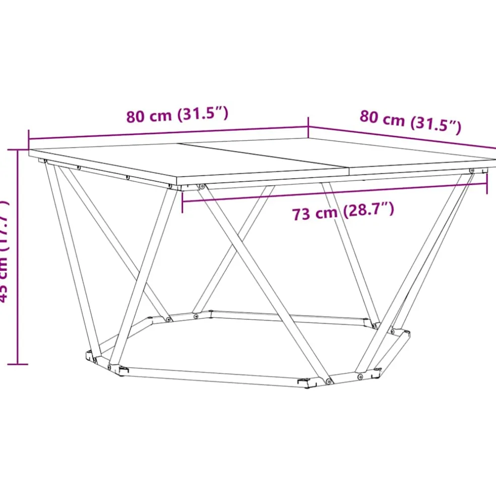 vidaXL Salontafel Gerookt eiken 80 x 80 x 45 cm