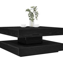 vidaXL Salontafel 360 graden draaibaar 70x70x34,5 cm zwart