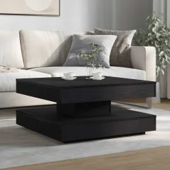 vidaXL Salontafel 360 graden draaibaar 70x70x34,5 cm zwart