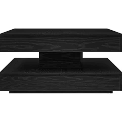 vidaXL Salontafel 360 graden draaibaar 70x70x34,5 cm zwart