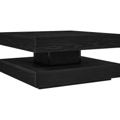 vidaXL Salontafel 360 graden draaibaar 70x70x34,5 cm zwart