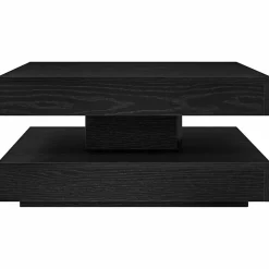 vidaXL Salontafel 360 graden draaibaar 70x70x34,5 cm zwart