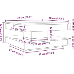 vidaXL Salontafel 360 graden draaibaar 70x70x34,5 cm zwart