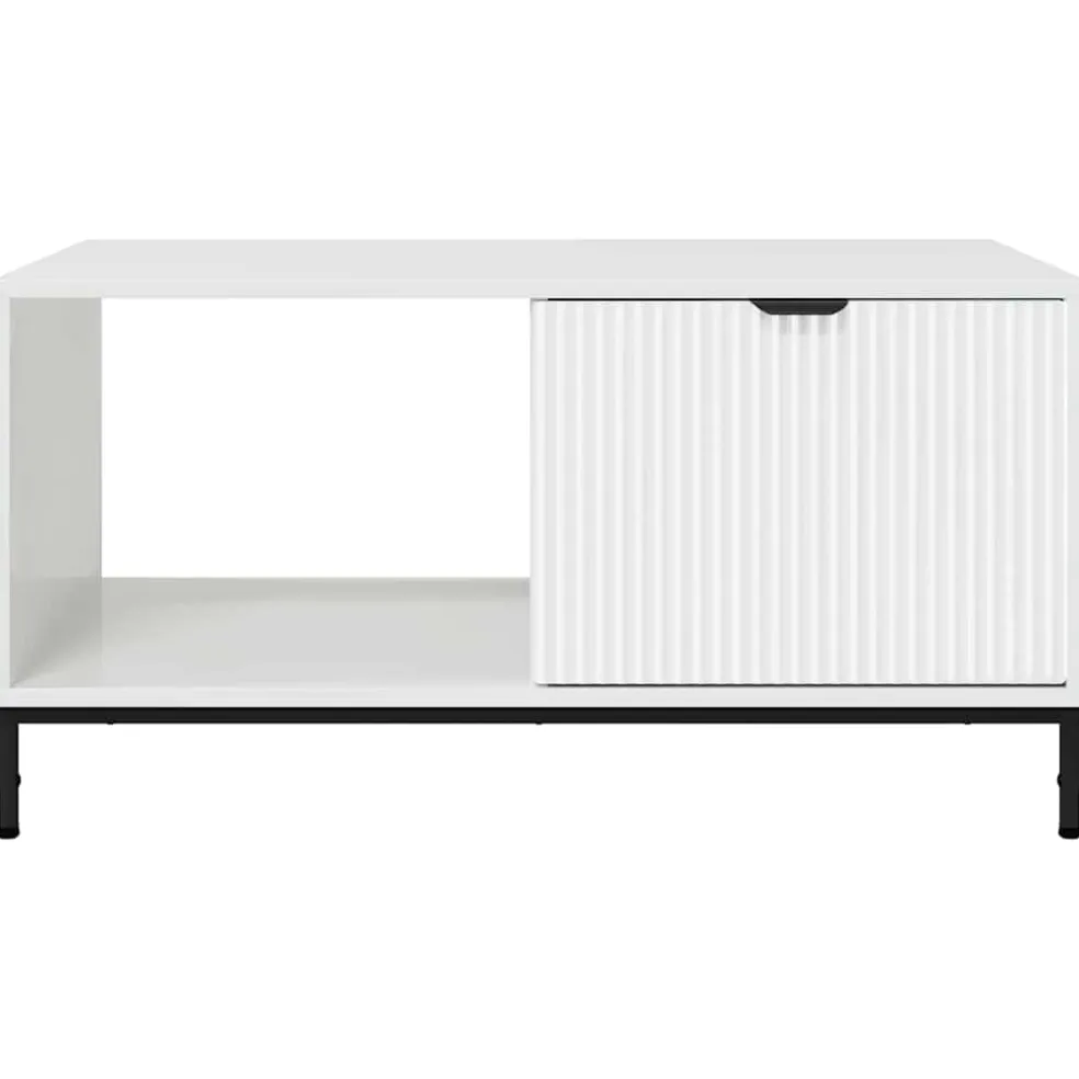 vidaXL Salontafel Hoogglans wit 90 x 49 x 46 cm Bewerkt hout