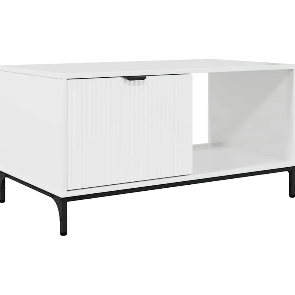 vidaXL Salontafel Hoogglans wit 90 x 49 x 46 cm Bewerkt hout