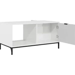 vidaXL Salontafel Hoogglans wit 90 x 49 x 46 cm Bewerkt hout