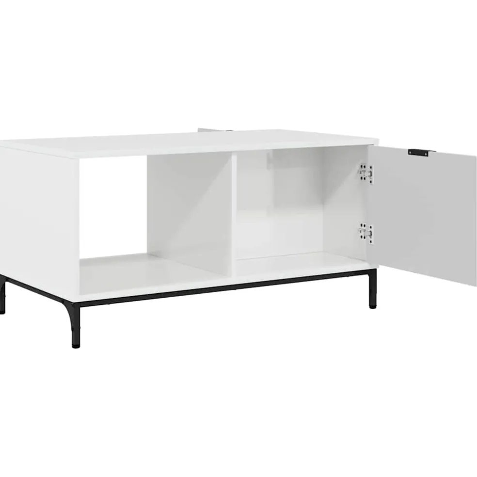 vidaXL Salontafel Hoogglans wit 90 x 49 x 46 cm Bewerkt hout