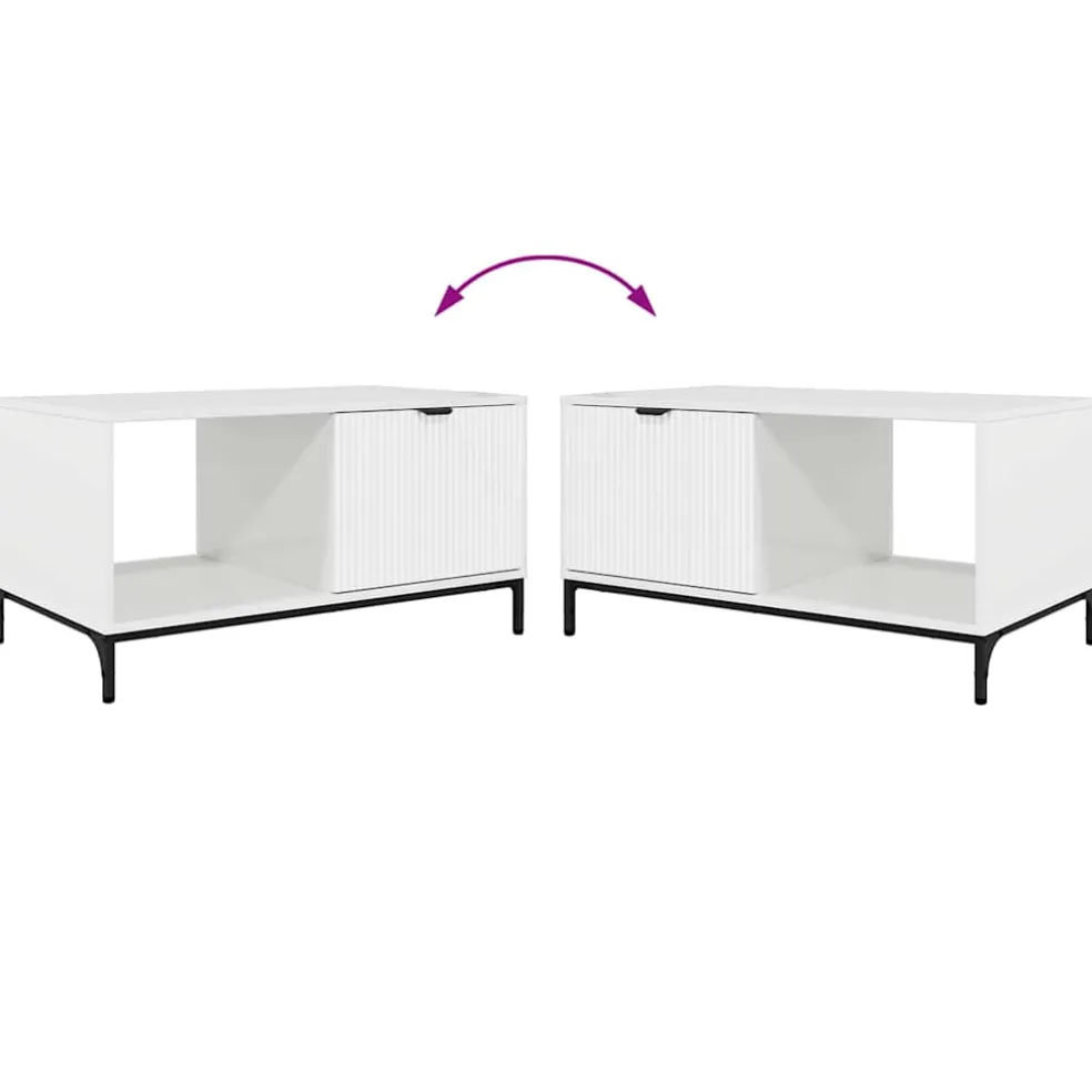 vidaXL Salontafel Hoogglans wit 90 x 49 x 46 cm Bewerkt hout