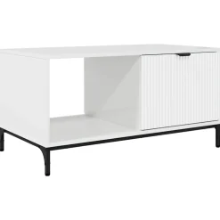 vidaXL Salontafel Hoogglans wit 90 x 49 x 46 cm Bewerkt hout