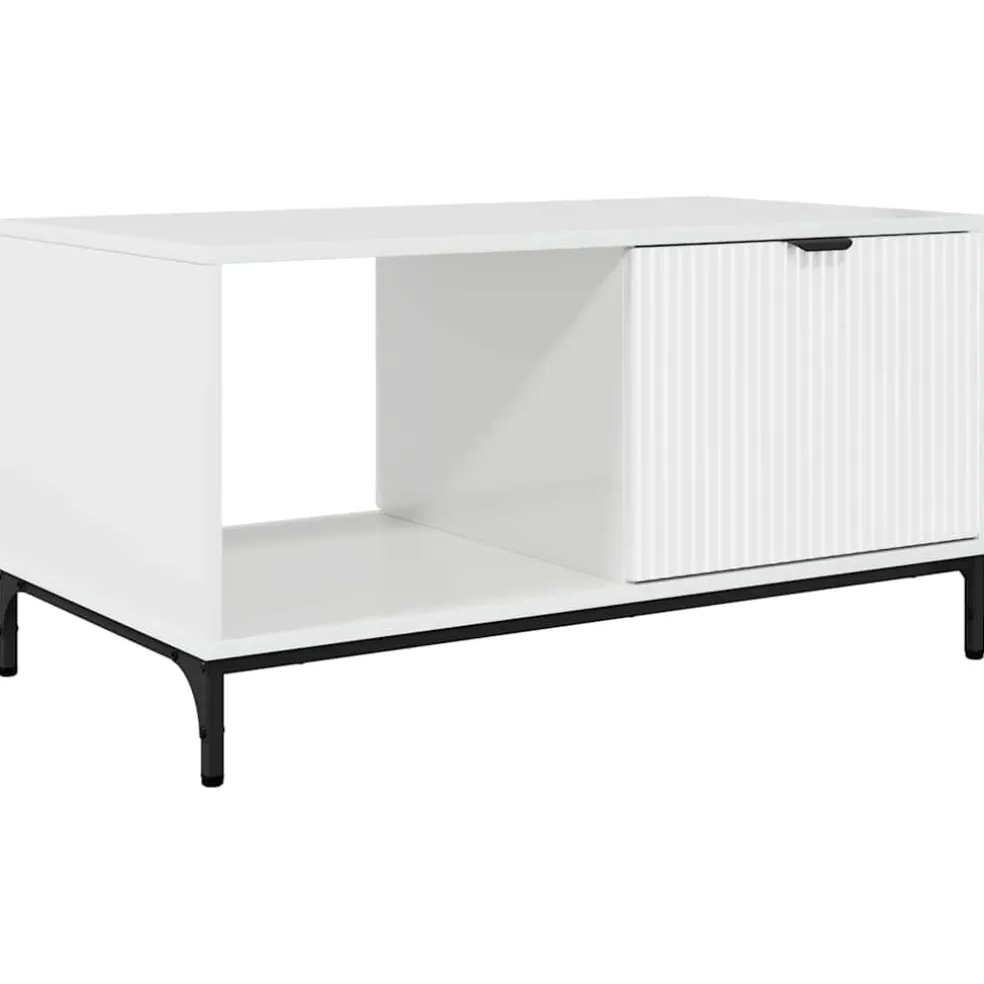 vidaXL Salontafel Hoogglans wit 90 x 49 x 46 cm Bewerkt hout