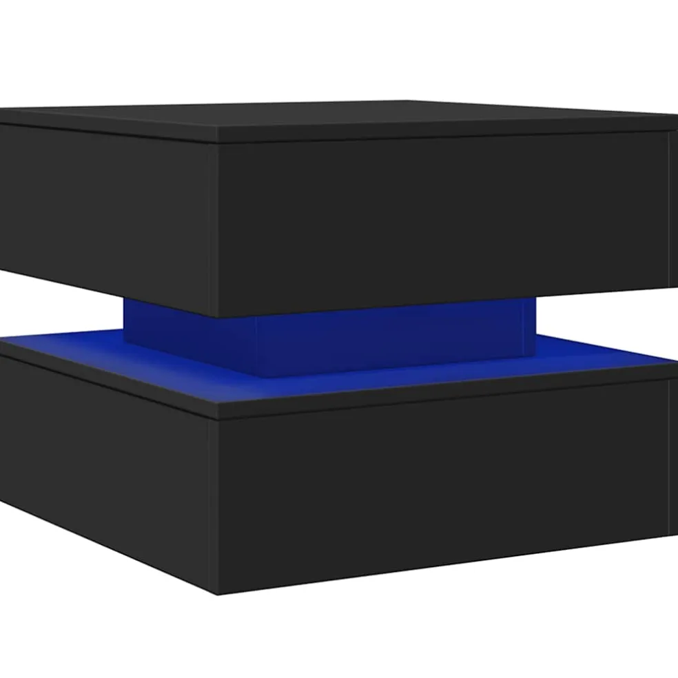 vidaXL Salontafel met LED-verlichting 50x50x40 cm zwart