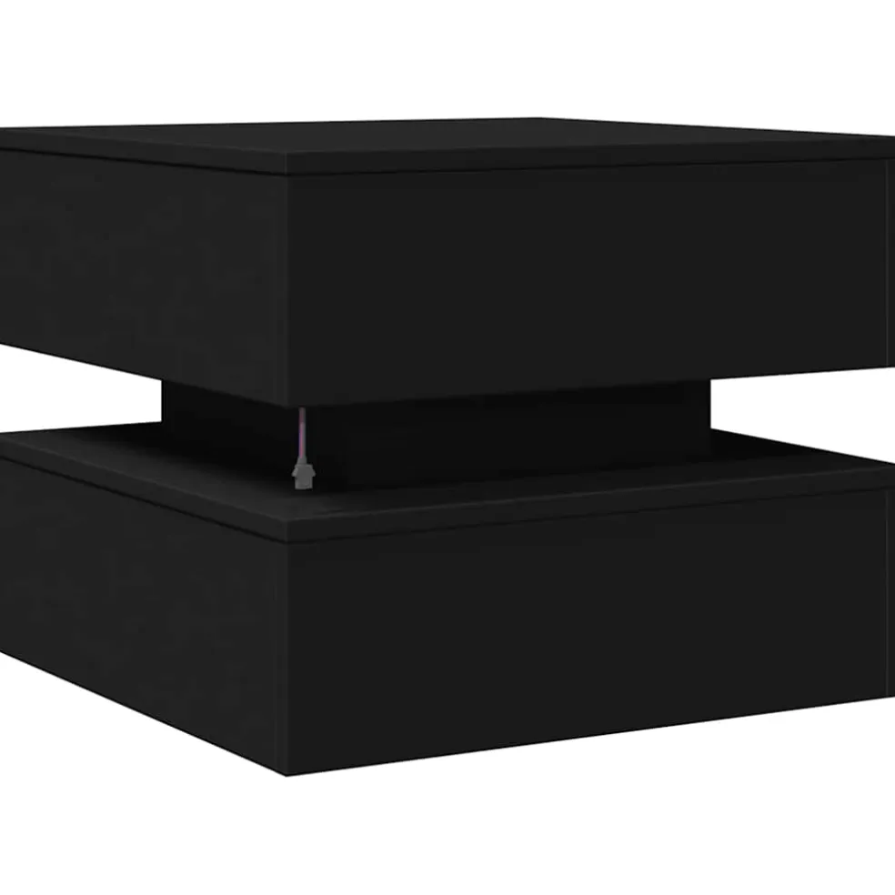 vidaXL Salontafel met LED-verlichting 50x50x40 cm zwart
