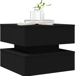 vidaXL Salontafel met LED-verlichting 50x50x40 cm zwart
