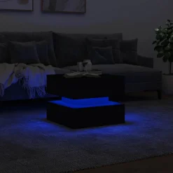 vidaXL Salontafel met LED-verlichting 50x50x40 cm zwart