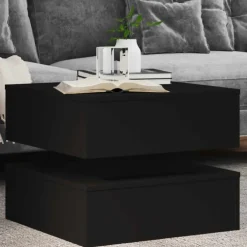 vidaXL Salontafel met LED-verlichting 50x50x40 cm zwart
