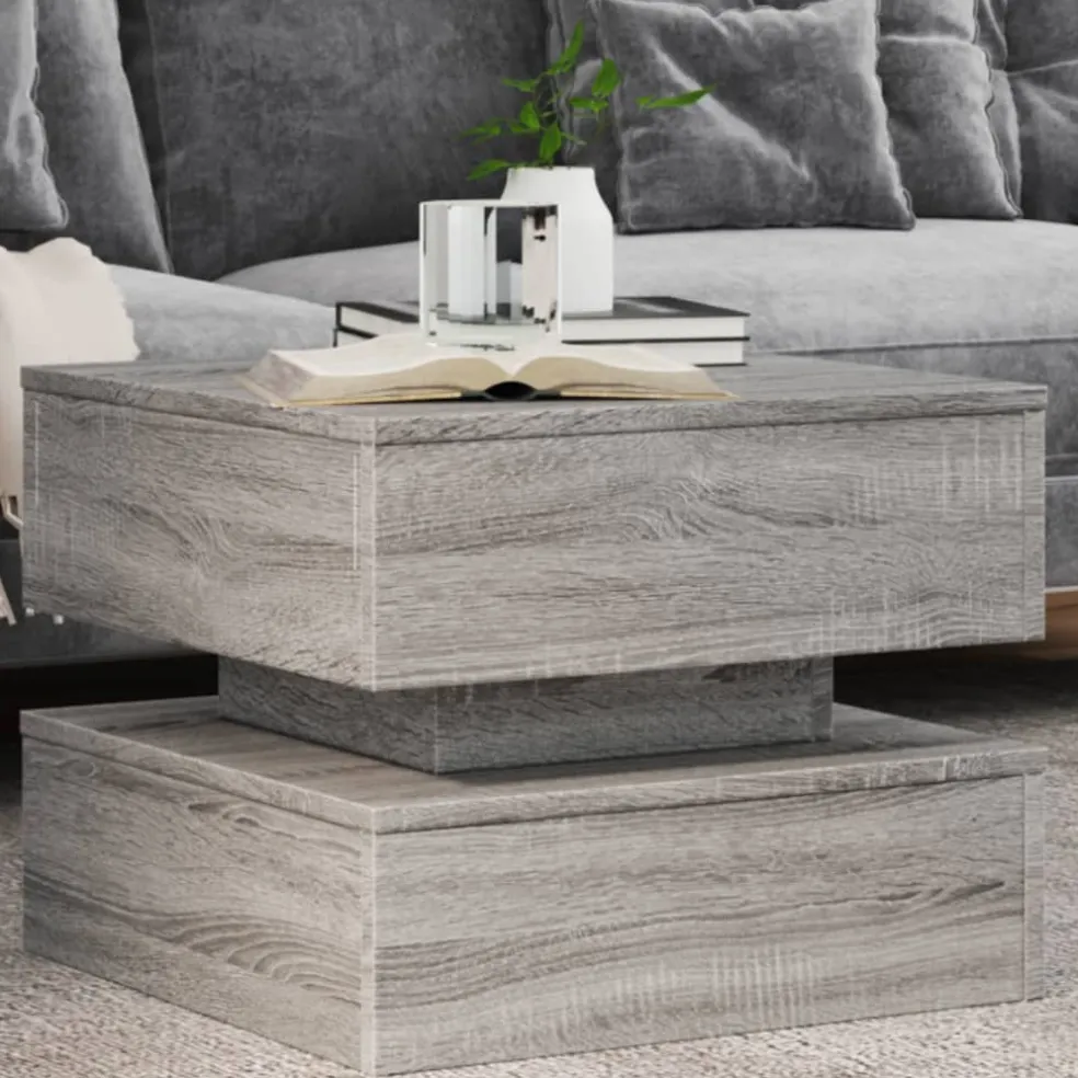 vidaXL Salontafel met LED-verlichting 50x50x40 cm grijs sonoma eiken