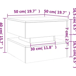 vidaXL Salontafel met LED-verlichting 50x50x40 cm grijs sonoma eiken