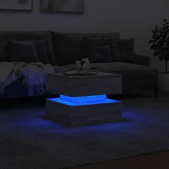 vidaXL Salontafel met LED-verlichting 50x50x40 cm grijs sonoma eiken