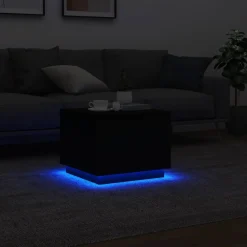 vidaXL Salontafel met LED-verlichting 50x50x40 cm zwart