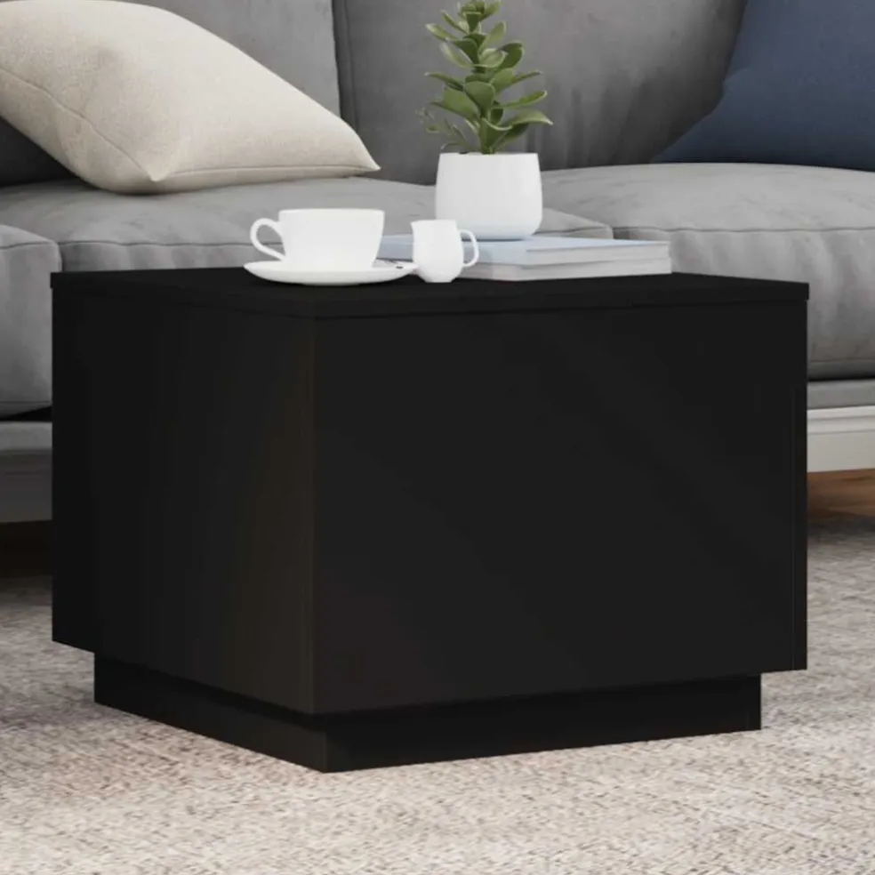vidaXL Salontafel met LED-verlichting 50x50x40 cm zwart