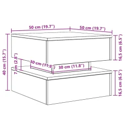 vidaXL Salontafel met LED-verlichting 50x50x40 cm zwart eikenkleurig