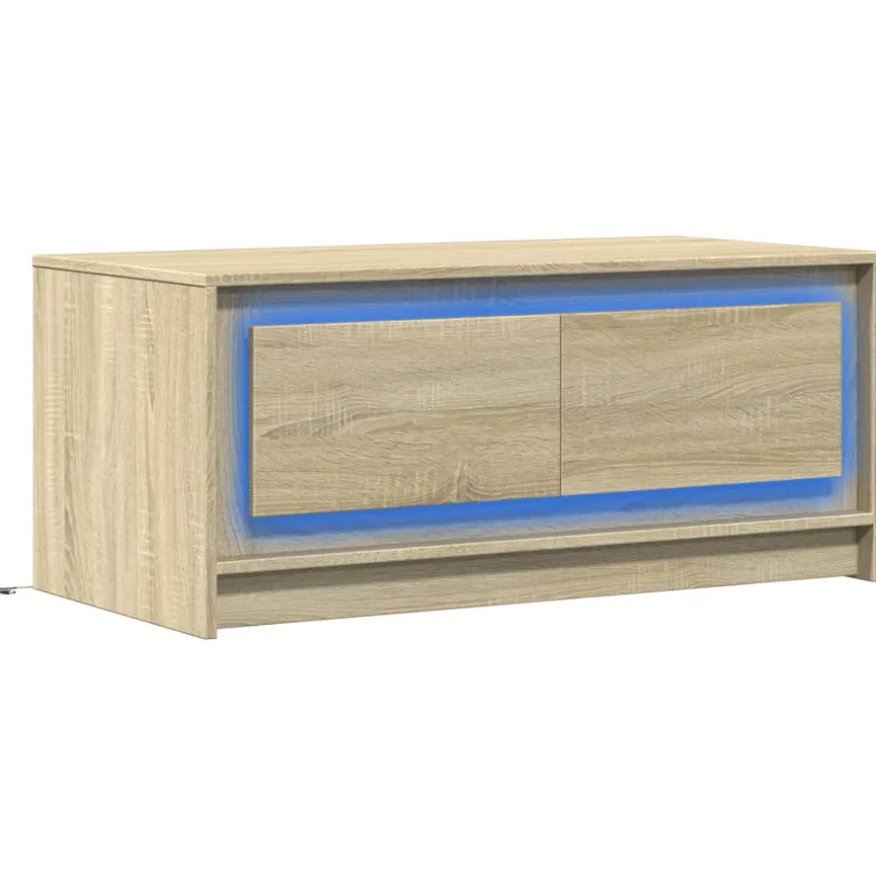 vidaXL Salontafel met LED-verlichting bewerkt hout sonoma eikenkleurig