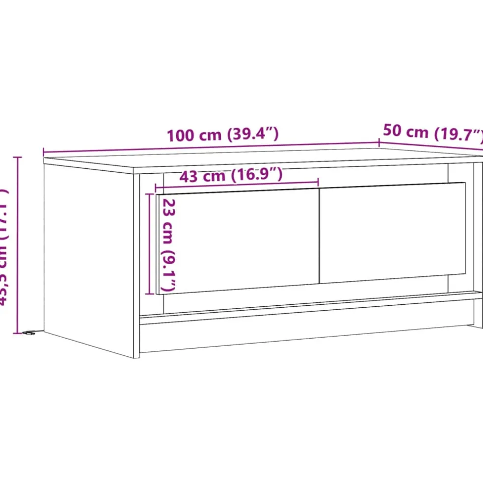 vidaXL Salontafel met LED-verlichting bewerkt hout sonoma eikenkleurig