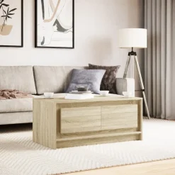 vidaXL Salontafel met LED-verlichting bewerkt hout sonoma eikenkleurig
