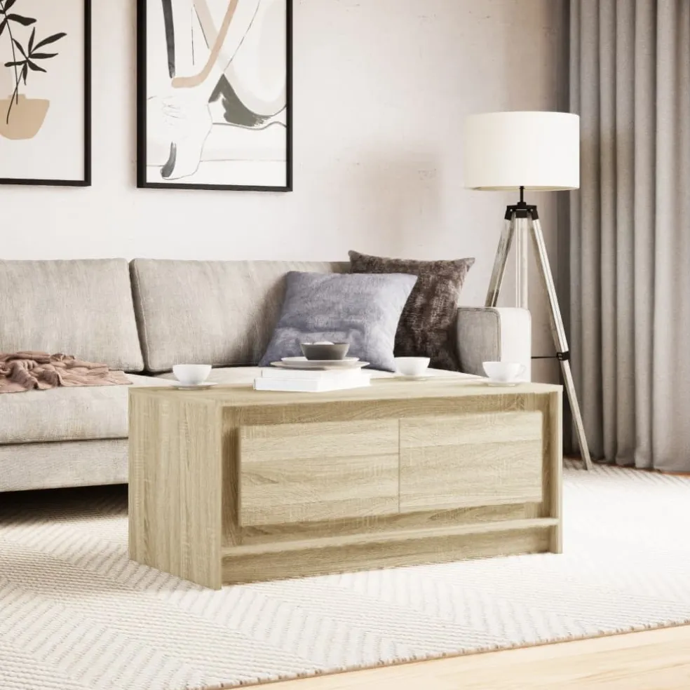 vidaXL Salontafel met LED-verlichting bewerkt hout sonoma eikenkleurig