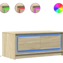 vidaXL Salontafel met LED-verlichting bewerkt hout sonoma eikenkleurig