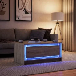vidaXL Salontafel met LED-verlichting bewerkt hout sonoma eikenkleurig
